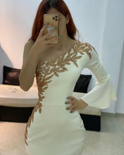 Short Mermaid One Shoulder Satin Formal Dress with Sleeves