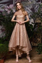 Short Sleeves Sequins Beading Hi-Lo Cocktail Dress