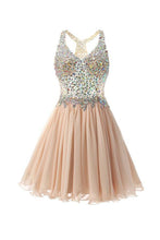 Short Mini Halter A Line Princess Homecoming Dresses Beaded PG038
