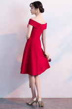 Simple Red Satin Off The Shoulder Homecoming Dresses Party Dresses PD090