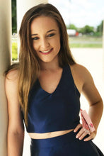 Simple Satin Two Piece Short Royal Blue Homecoming Dress PD309