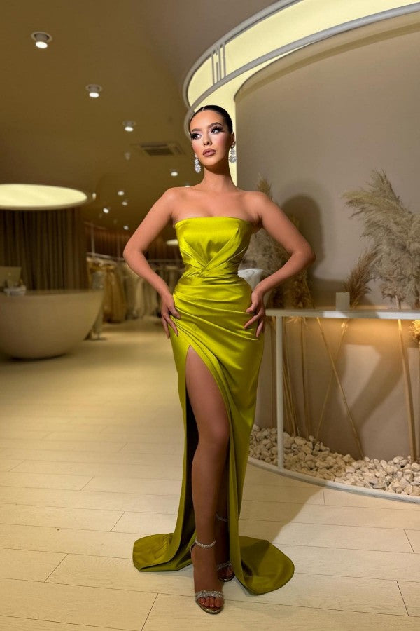 Simple Sexy Long Mermaid Sleeveless Evening Dresses With Slit