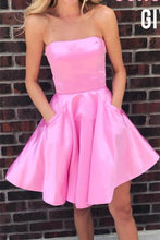 Simple Strapless Short Prom Dress Yellow Homecoming Dress with Pockets  PD322