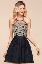 Sleeveless Appliques Tulle Homecoming Dress Mini Prom Dress