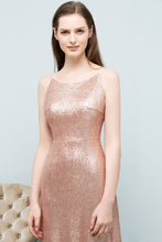 Sleeveless Floor Length A-line Scoop Sequined Prom Dresses