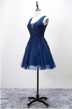 Sleeveless Lace-up Tulle Short homecoming Dress Lace Appliques PG098