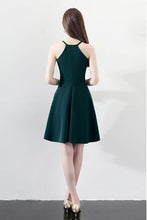 Slim Dark Green Aline Short Party Dress Homecoming Dresses Halter PD197