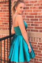 Spaghetti Strap V Neck Sky Blue Short Prom Dress Homecoming Dress  PD320