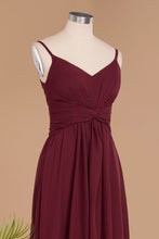 Spaghetti Straps Simple Evening Maxi Dresses Aline Chiffon Ruffle Party Gown