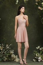 Spaghetti Straps Sleeveless A-Line Satin Short Prom Dresses