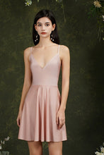 Spaghetti Straps Sleeveless A-Line Satin Short Prom Dresses