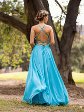 A-line Straight Across Chiffon Floor Length Cutout Back Prom Dress