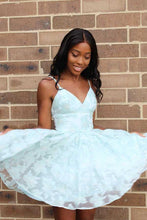 Straps A-line Lace Short Prom Dress Pink Homecoming Dress  PD317