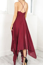 Straps V Neck Burgundy High Low Party Dress Homecoming Dresses PD310