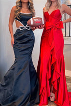 Jianna | Straps V-Neck Satin Mermaid Prom Dress with Bow