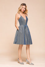 Stunning Double V-Neck Bright Silk Mini Party Dress Sleeveless Homecoming Dress