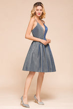 Stunning Double V-Neck Bright Silk Mini Party Dress Sleeveless Homecoming Dress