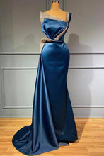 Stunning Long One shoulder Stretch Satin Mermaid Prom Dress