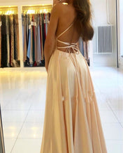 Stunning Spaghetti Straps Satin Evening Dress with Side Slit