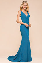 Stylish Deep Double V-Neck Sleeveless Mermaid Prom Dress Formal Party Gown
