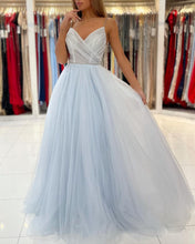 Sweetheart Floor Length A-line Backless Tulle Prom Dresses