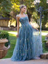 Sweetheart Neck Floor Length Tulle Embroidery Floral Prom Dress