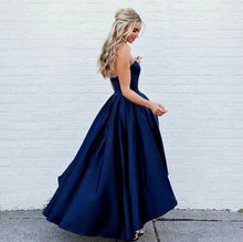 Sweetheart Navy Blue High Low Prom Dresses Homecoming Dresses PD415