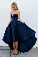 Sweetheart Navy Blue High Low Prom Dresses Homecoming Dresses PD415