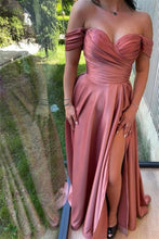 Sweetheart Simple Long Off-the-shoulder A-line Prom Dress With Slit