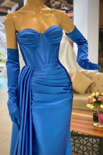 Sweetheart Simple Royal Blue Mermaid Sleeveless Prom Dress With Ruffles