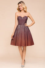Sweetheart Sleevless Mini Homecoming Dress Bright Silk Knee Length Prom Dress