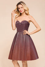Sweetheart Sleevless Mini Homecoming Dress Bright Silk Knee Length Prom Dress