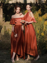 Sexy Bridesmaid Dresses Sheath/Column Burgundy Satin Long Bridesmaid Dresses JKB041