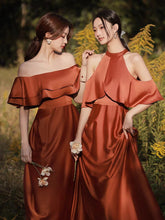 Sexy Bridesmaid Dresses Sheath/Column Burgundy Satin Long Bridesmaid Dresses JKB041
