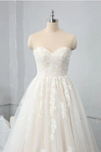 A-Line Sweetheart Backless Appliques Lace Tulle Wedding Dress