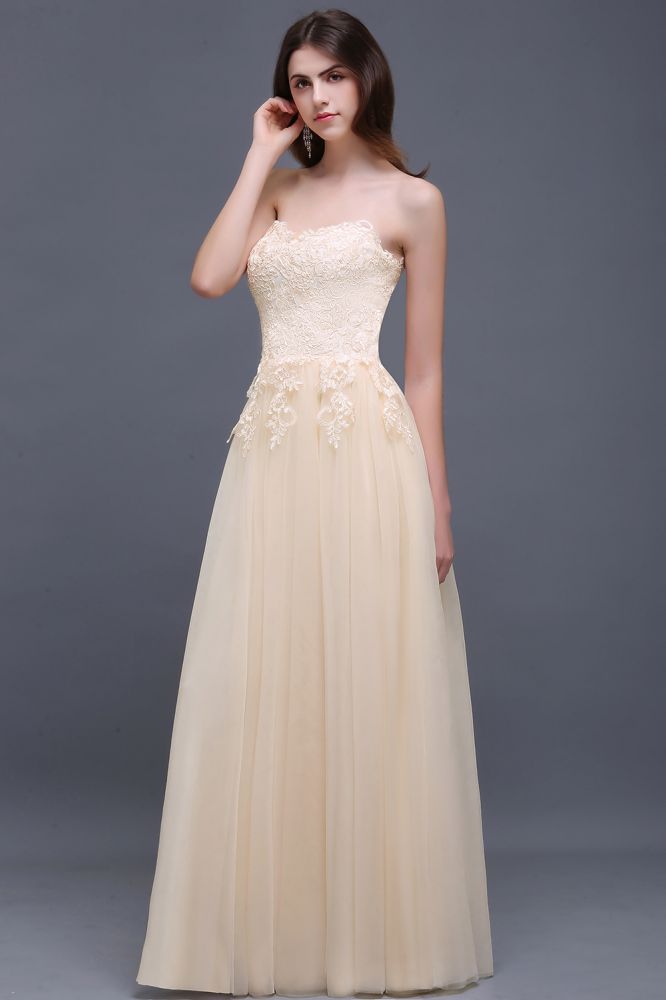 Tulle Aline Floor Length Appliques Prom Dress