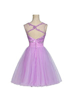 Tulle Appliques Beads Open Back Short Homecoming Dresses PG055