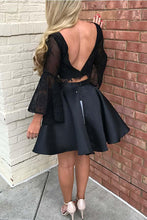 Two Piece Black Long Sleeve Lace Homecoming Dress Party Dress PG187