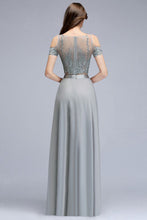 Two-piece Floor Length Appliqued Chiffon Prom Dresses