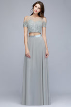 Two-piece Floor Length Appliqued Chiffon Prom Dresses