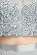 Two-piece Floor Length Appliqued Chiffon Prom Dresses