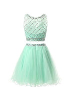 Two Piece Mint Tulle Homecoming Dresses Prom Dresses PG051