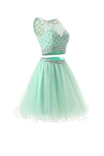 Two Piece Mint Tulle Homecoming Dresses Prom Dresses PG051