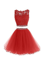 Two Pieces Prom Dresses Applique Short Homecoming Dresses PG036