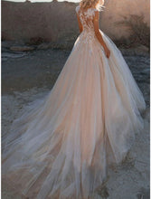 Formal Wedding Dresses Ball Gown Illusion Neck Cap Sleeve Court Train Lace Bridal Gowns With Buttons Appliques 2023 Summer Wedding Party