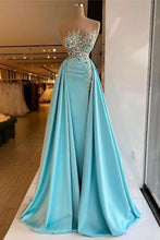 Unique Long A-line Bateau Appliques Crystal Ruffles Prom Dress