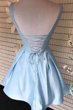 V-Neck Burgundy Satin Cute Homecoming Dress with Pockets PD360