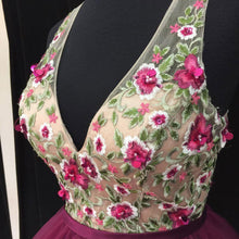 V Neck Embroidery Backless Homecoming Dresses Short Prom Dress PD361