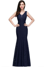 V-neck Mermaid Floor-length Lace Prom Dress