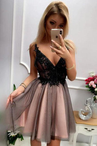 V-neck Short Homecoming Dresses  Beaded Short Formal Dress PD395